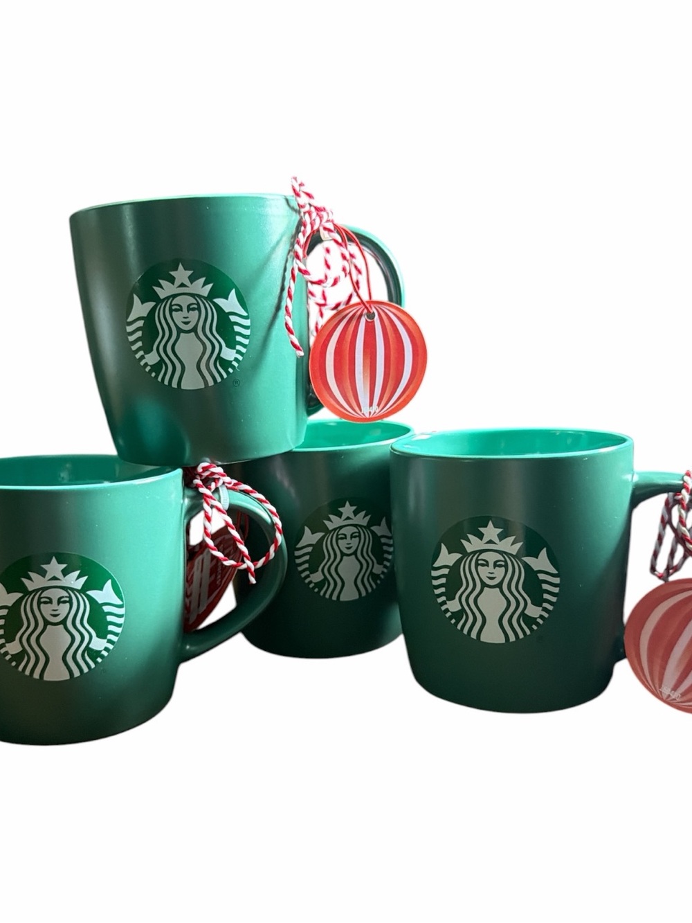 Starbucks Green Ceramic Holiday Mugs (Set of 4)